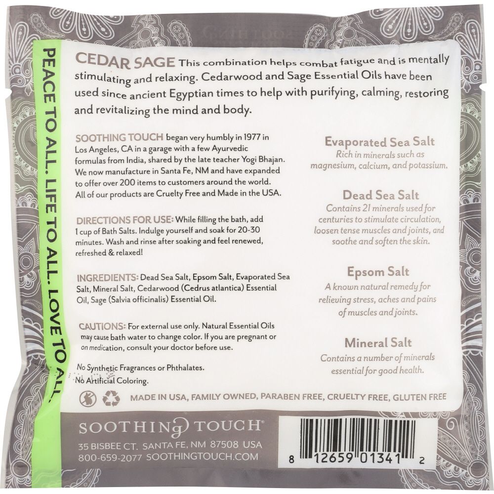 SOOTHING TOUCH: Bath Salt Cedar Sage, 8 oz
