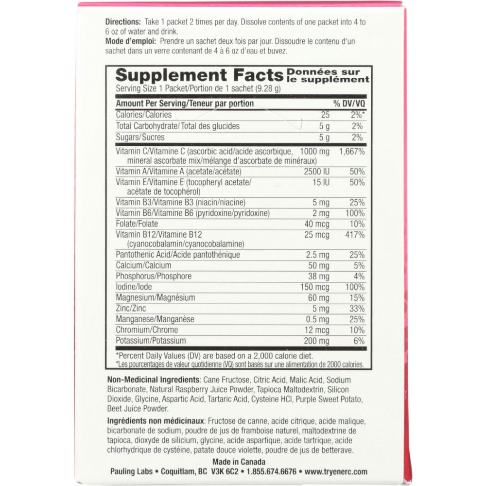 ENER LIFE: Raspberry Multivitamin Drink Mix, 30 pc