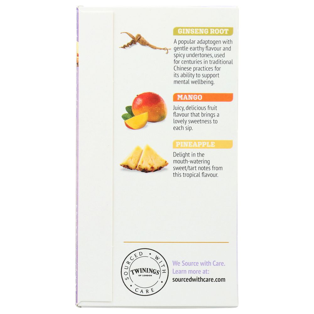 TWININGS: Mango and Pineapple Ginseng Focus Tea, 18 bg