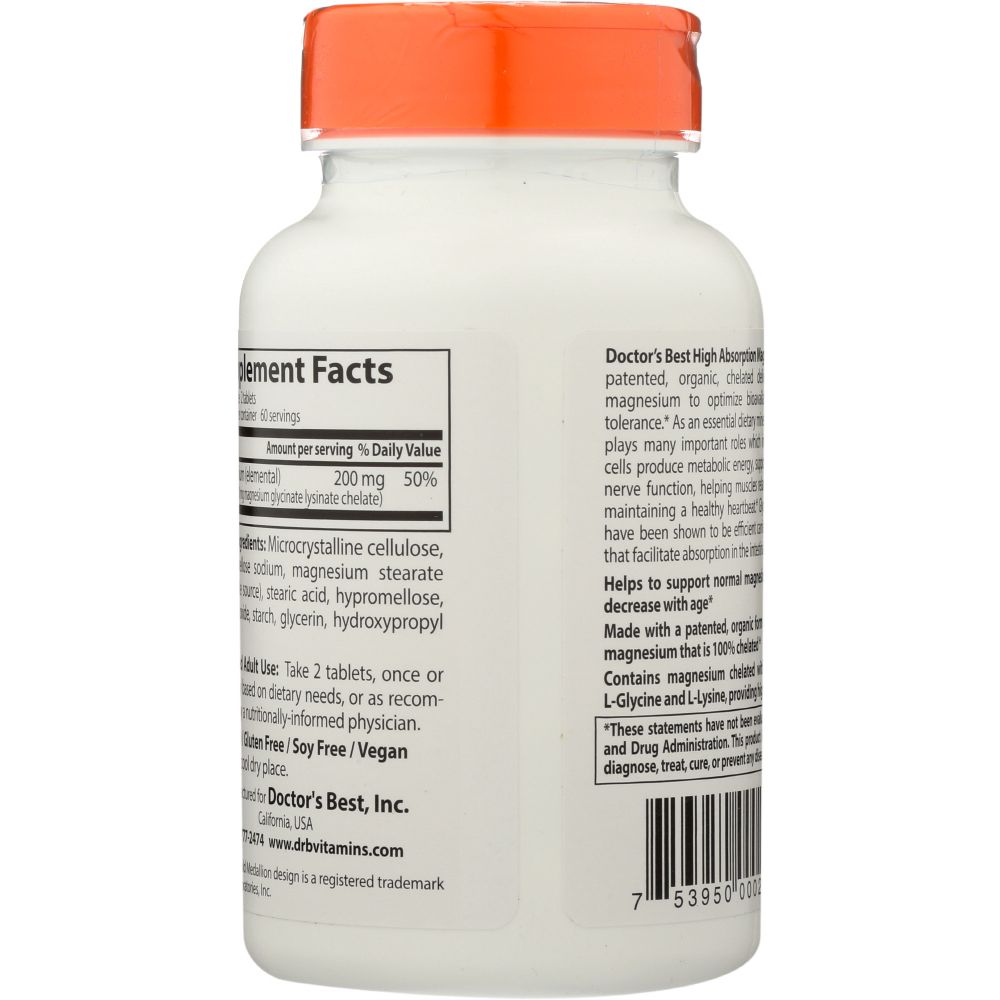 DOCTORS BEST: High Absorption Magnesium 100 mg, 120 tb