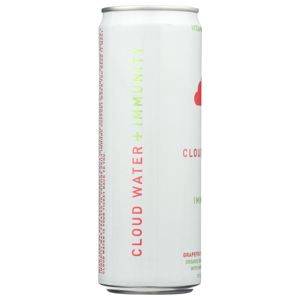 CLOUD WATER IMMUNITY: Organic Grapefruit & Mint & Basil Sparkling Water, 12 fo