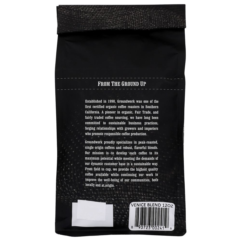 GROUNDWORK COFFEE: Organic Venice Coffee, 12 oz